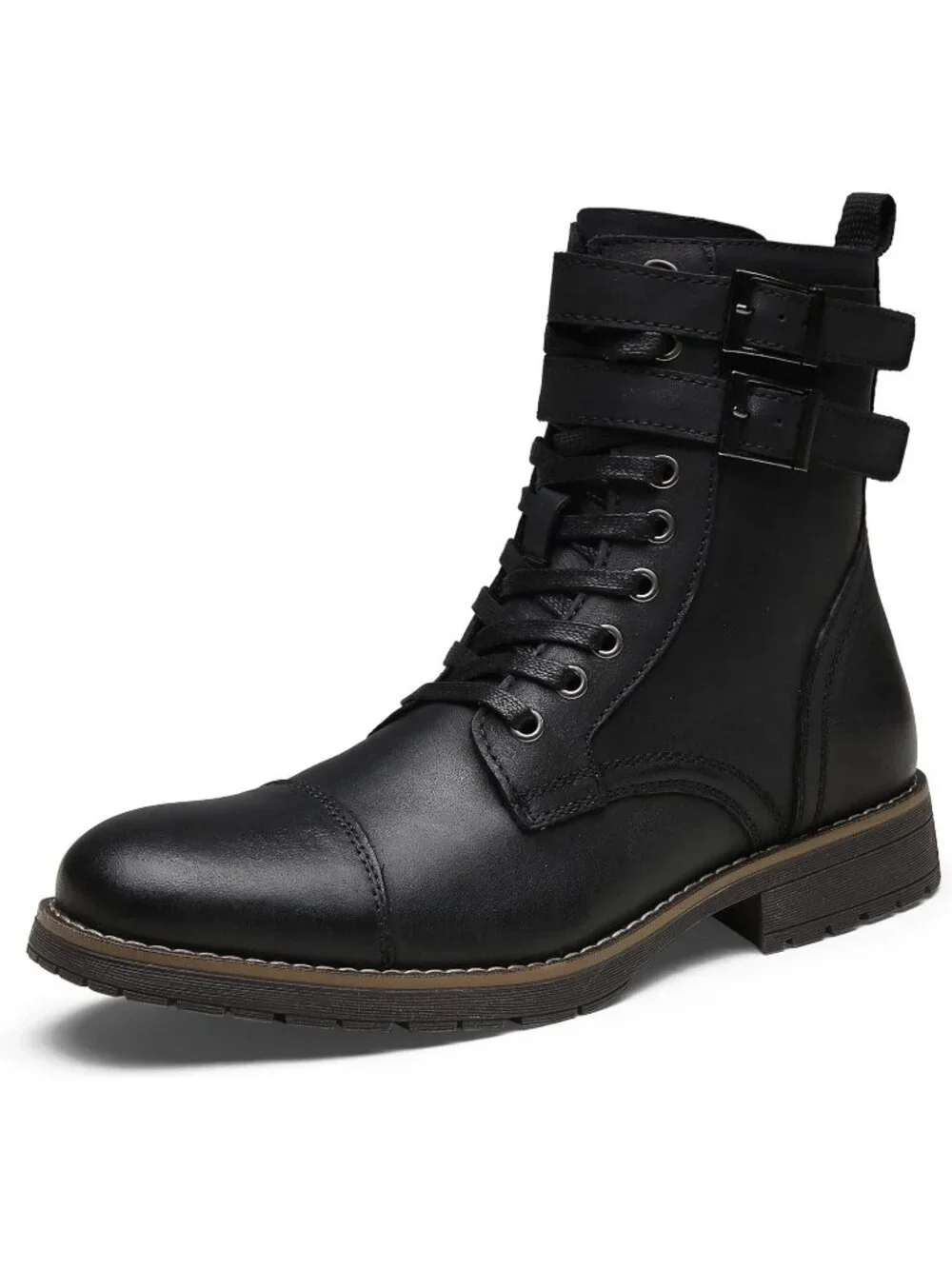 Men's Leather Strap Chukka Boots Motorcycle Wear hiking